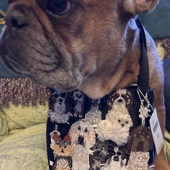 Anthropologie Susan Alexandra BARKIN Beaded Bag small NWT black satin lady bag - Picture 5 of 14